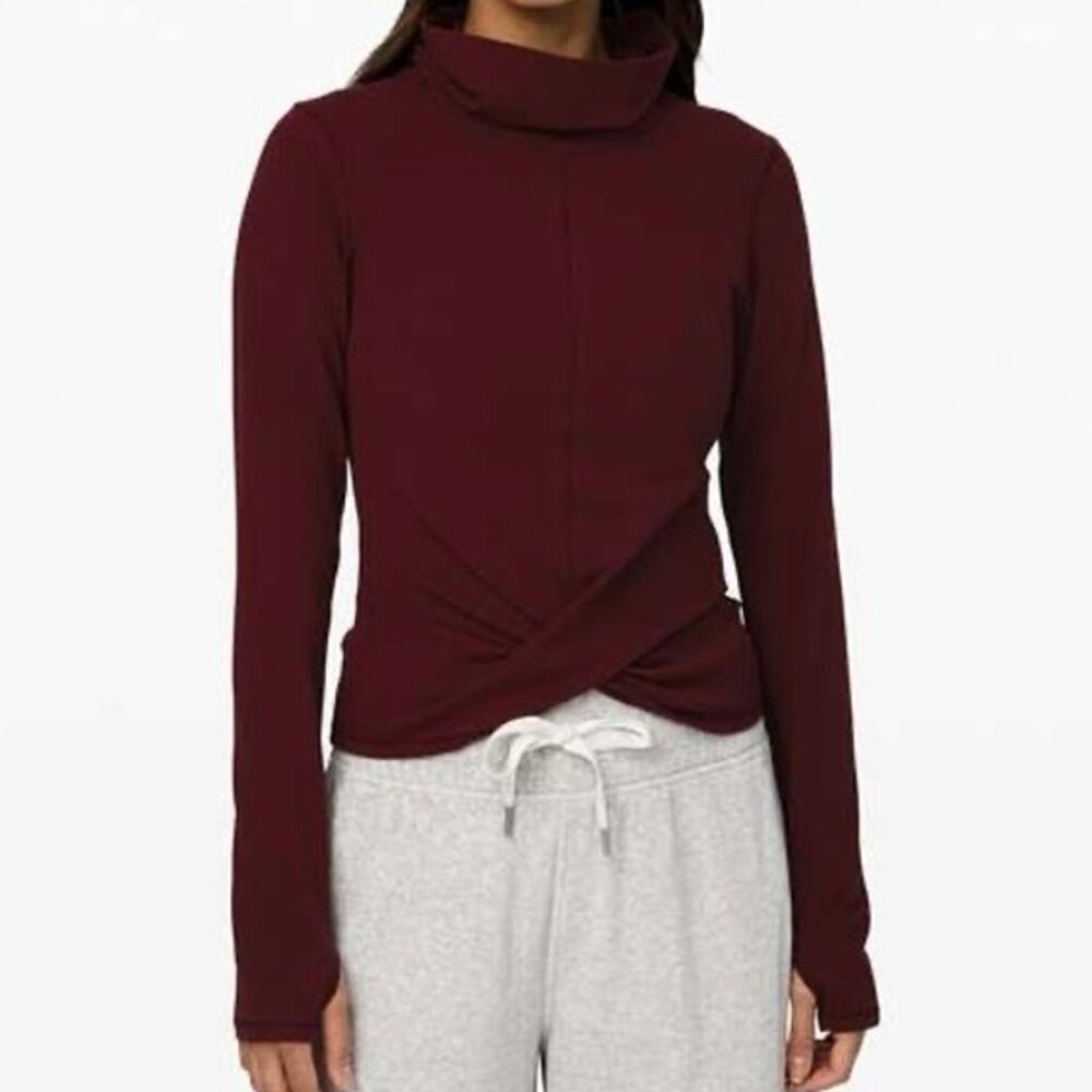 Lululemon Melodic Movement Long Sleeve Turtleneck Cross Front Garnet 8